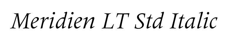 Meridien LT Std Italic font preview