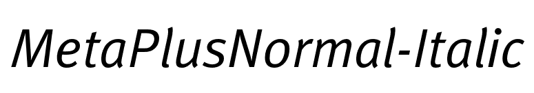 MetaPlusNormal-Italic font preview