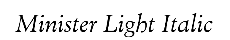 Minister Light Italic font preview