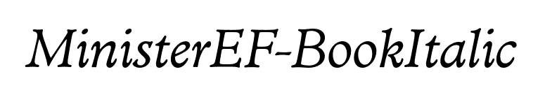 MinisterEF-BookItalic font preview