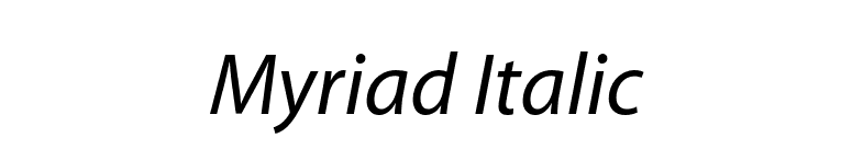 Myriad Italic font preview