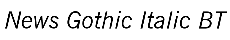 News Gothic Italic BT font preview