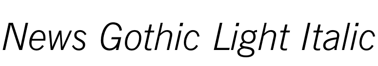 News Gothic Light Italic font preview