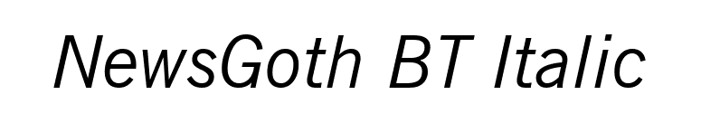 NewsGoth BT Italic font preview