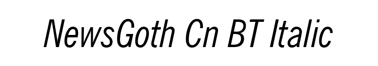 NewsGoth Cn BT Italic font preview