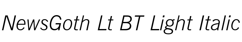 NewsGoth Lt BT Light Italic font preview