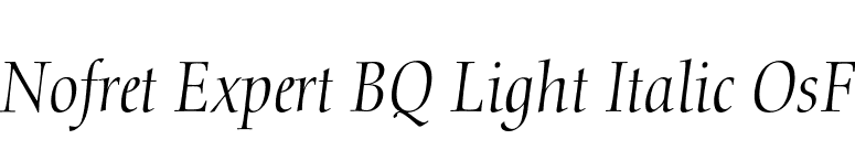Nofret Expert BQ Light Italic OsF font preview
