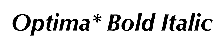 Optima* Bold Italic font preview