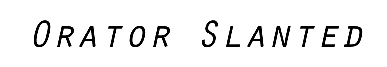 Orator Slanted font preview