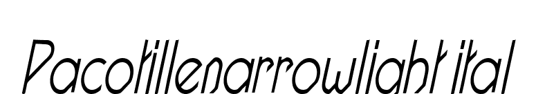 Pacotillenarrowlight ital font preview