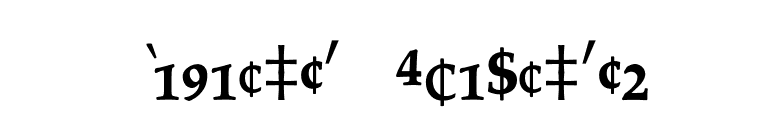 Palatino* Fractions font preview