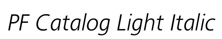 PF Catalog Light Italic font preview