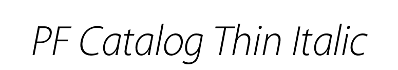PF Catalog Thin Italic font preview