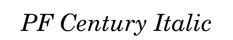 PF Century Italic font preview