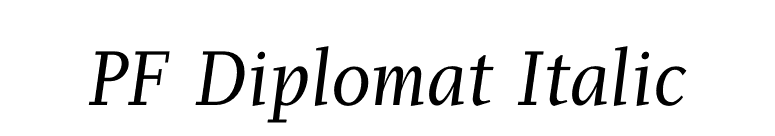 PF Diplomat Italic font preview