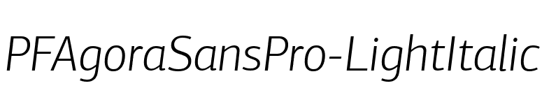 PFAgoraSansPro-LightItalic font preview