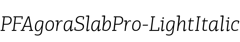 PFAgoraSlabPro-LightItalic font preview