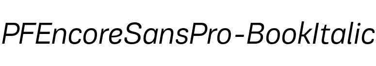 PFEncoreSansPro-BookItalic font preview
