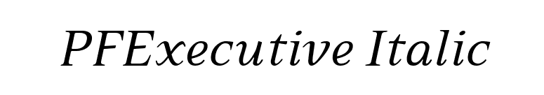 PFExecutive Italic font preview