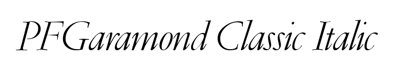 PFGaramond Classic Italic font preview