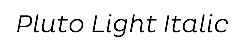 Pluto Light Italic font preview