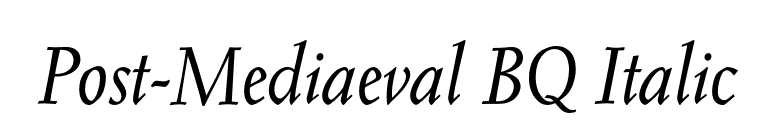 Post-Mediaeval BQ Italic font preview