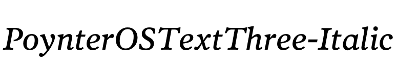 PoynterOSTextThree-Italic font preview