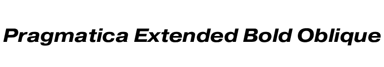 Pragmatica Extended Bold Oblique font preview