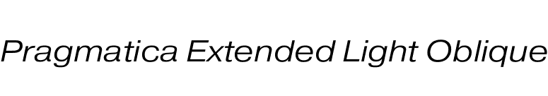 Pragmatica Extended Light Oblique font preview