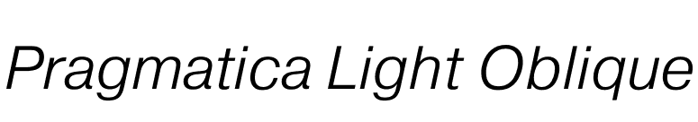 Pragmatica Light Oblique font preview