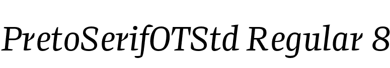 PretoSerifOTStd Regular 8 font preview
