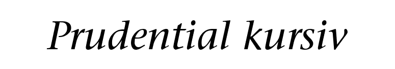 Prudential kursiv font preview