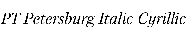 PT Petersburg Italic Cyrillic font preview