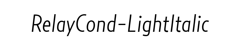 RelayCond-LightItalic font preview