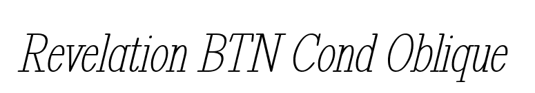 Revelation BTN Cond Oblique font preview