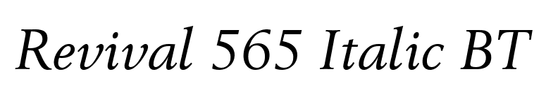 Revival 565 Italic BT font preview