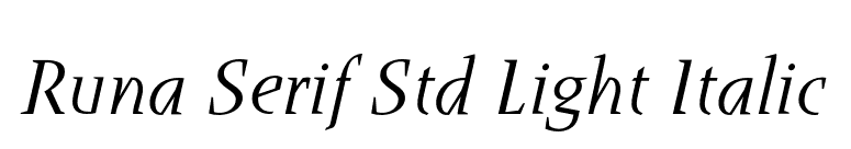 Runa Serif Std Light Italic font preview