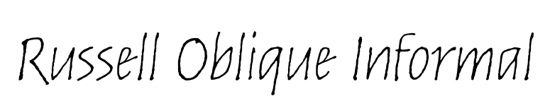 Russell Oblique Informal font preview
