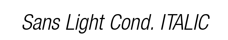 Sans Light Cond. ITALIC font preview