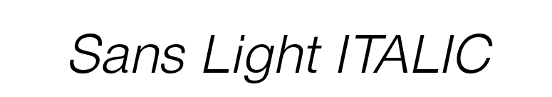 Sans Light ITALIC font preview
