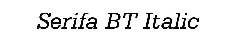Serifa BT Italic font preview