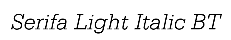 Serifa Light Italic BT font preview