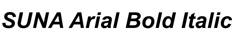 SUNA Arial Bold Italic font preview