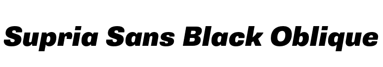 Supria Sans Black Oblique font preview