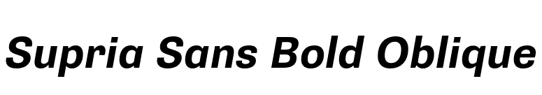 Supria Sans Bold Oblique font preview
