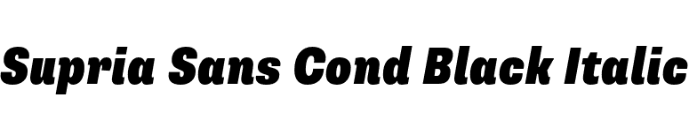 Supria Sans Cond Black Italic font preview