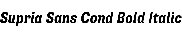 Supria Sans Cond Bold Italic font preview