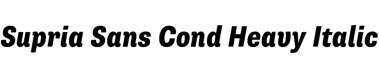Supria Sans Cond Heavy Italic font preview