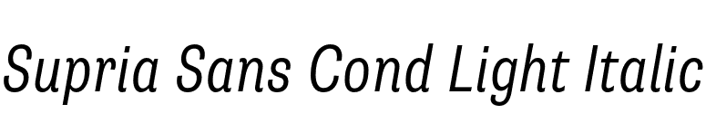 Supria Sans Cond Light Italic font preview