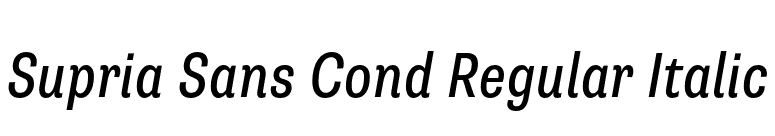 Supria Sans Cond Regular Italic font preview